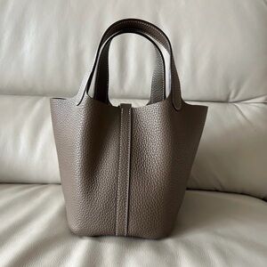 Elegant H-INSPIRED Taupe Leather Tote Bag